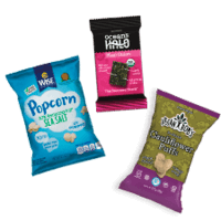 Ocean's Halo, Vegan Rob's, and Wise Popcorn are just some of the extra healthy snack options we curate in our boxes.