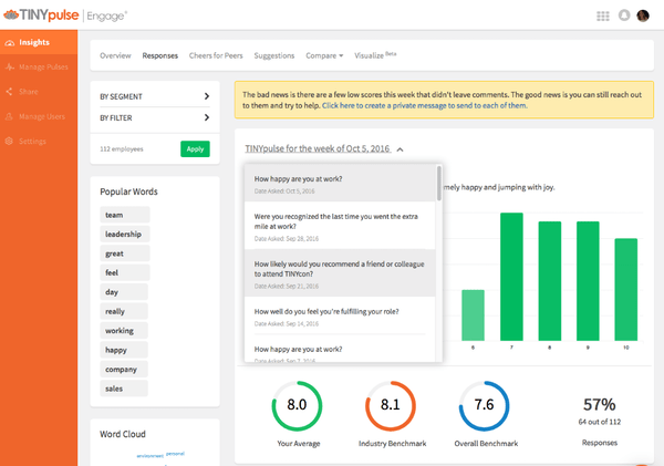 TinyPulse employee engagement software