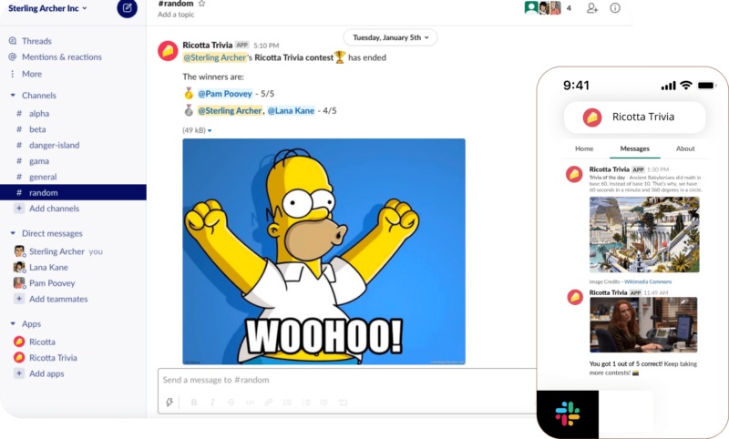 Ricotta Trivia app for Slack