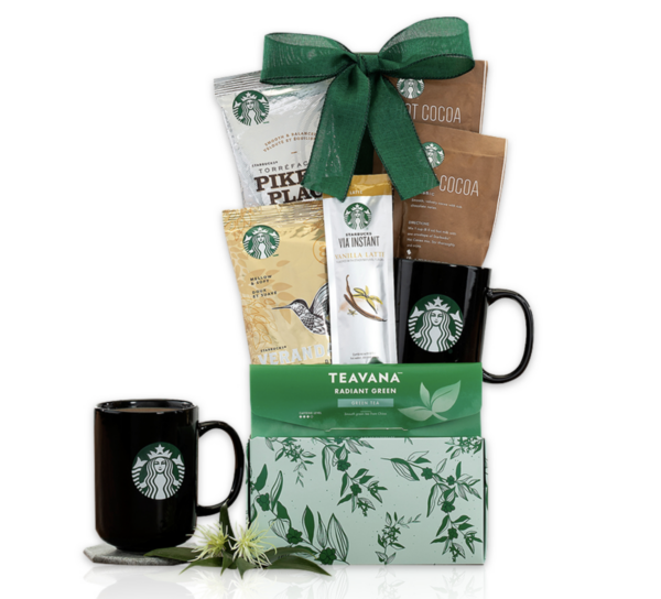 Starbucks Gift Baskets with Travel Mug, Assorted Cocoa and Coffee