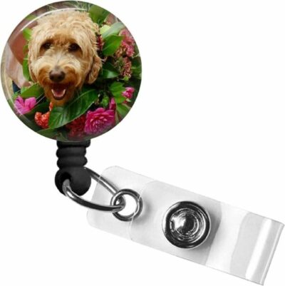 Golden Doodle Badge Reel, Dog Badge Reel, Animal Badge Reel