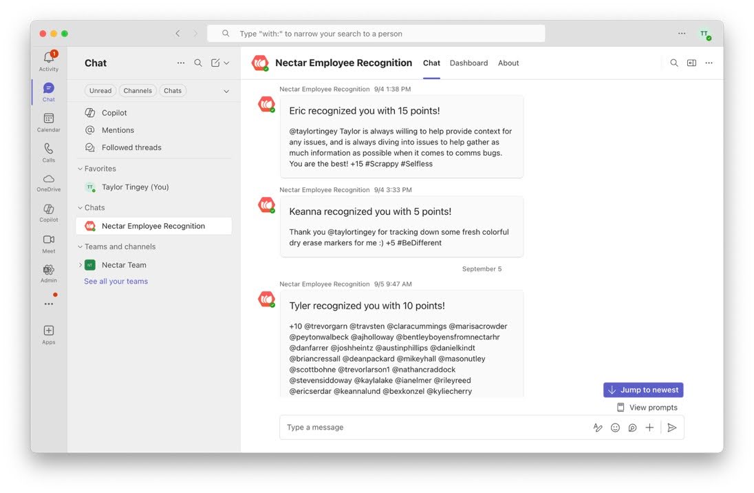 Nectar - Employee Recognition - Integrations