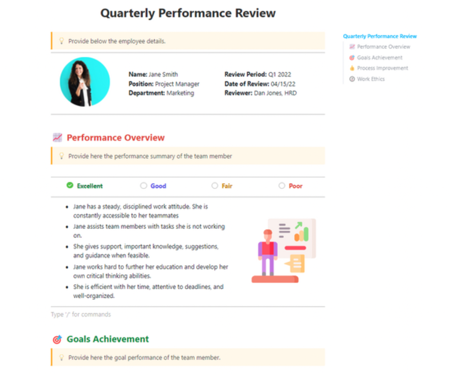 Quarterly Performance Review Template