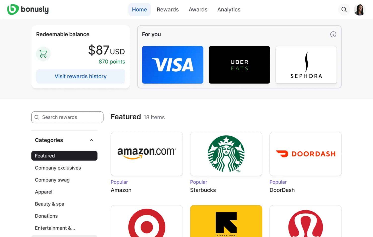 Bonusly - Employee Gift Cards