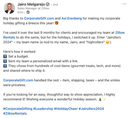 Zillow - LinkedIn - Corporate Gifting Example