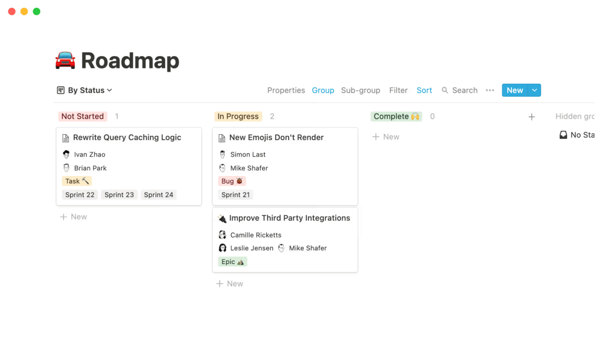 Simple Roadmap Template Notion